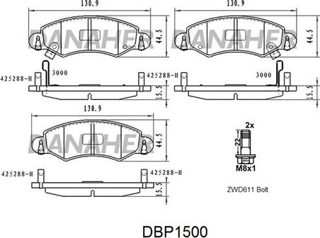 Danaher DBP1500 - Гальмівні колодки, дискові гальма autocars.com.ua