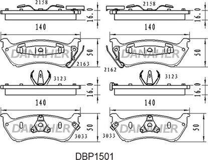 Danaher DBP1501 - Гальмівні колодки, дискові гальма autocars.com.ua