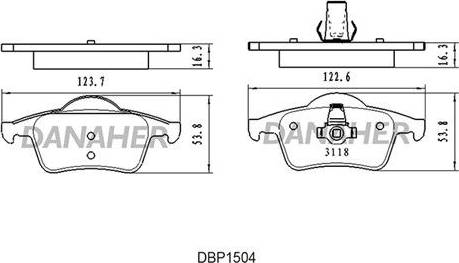 Danaher DBP1504 - Гальмівні колодки, дискові гальма autocars.com.ua