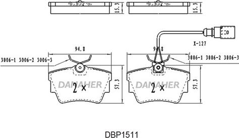 Danaher DBP1511 - Гальмівні колодки, дискові гальма autocars.com.ua