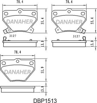 Danaher DBP1513 - Гальмівні колодки, дискові гальма autocars.com.ua