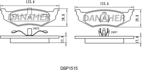 Danaher DBP1515 - Тормозные колодки, дисковые, комплект autodnr.net