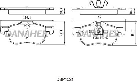 Danaher DBP1521 - Тормозные колодки, дисковые, комплект autodnr.net