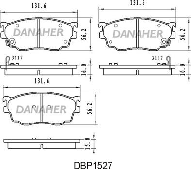 Danaher DBP1527 - Гальмівні колодки, дискові гальма autocars.com.ua
