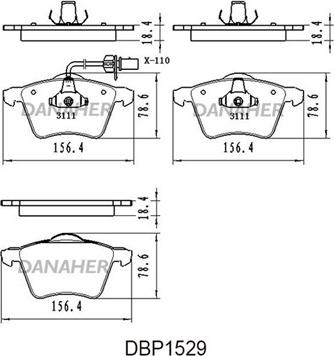 Danaher DBP1529 - Гальмівні колодки, дискові гальма autocars.com.ua