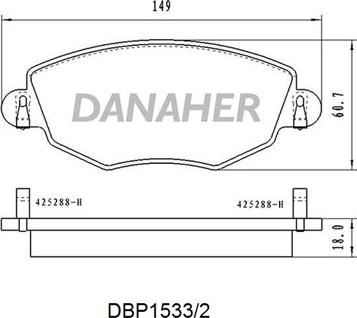 Danaher DBP1533/2 - Гальмівні колодки, дискові гальма autocars.com.ua