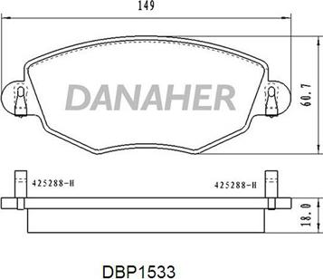Danaher DBP1533 - Гальмівні колодки, дискові гальма autocars.com.ua