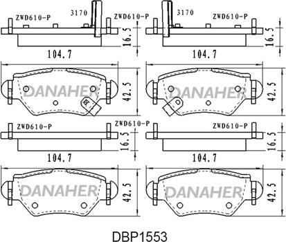 Danaher DBP1553 - Гальмівні колодки, дискові гальма autocars.com.ua