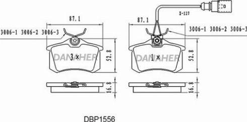 Danaher DBP1556 - Гальмівні колодки, дискові гальма autocars.com.ua