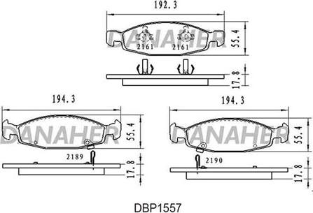 Danaher DBP1557 - Гальмівні колодки, дискові гальма autocars.com.ua