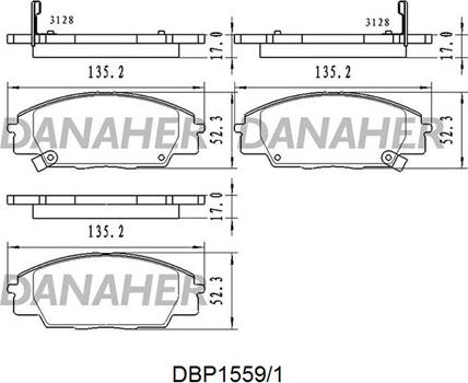 Danaher DBP1559/1 - Гальмівні колодки, дискові гальма autocars.com.ua