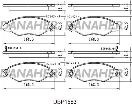 Danaher DBP1583 - Гальмівні колодки, дискові гальма autocars.com.ua