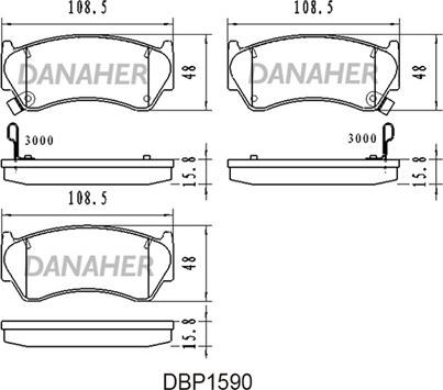 Danaher DBP1590 - Гальмівні колодки, дискові гальма autocars.com.ua