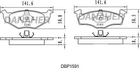 Danaher DBP1591 - Гальмівні колодки, дискові гальма autocars.com.ua