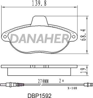 Danaher DBP1592 - Гальмівні колодки, дискові гальма autocars.com.ua