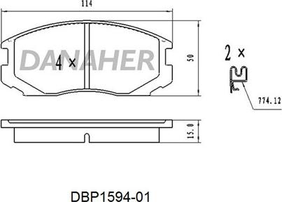 Danaher DBP1594-01 - Гальмівні колодки, дискові гальма autocars.com.ua