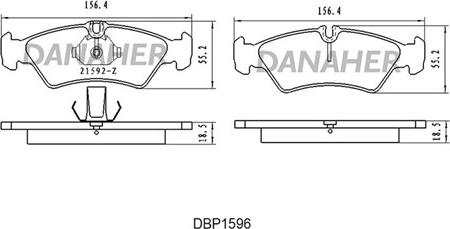 Danaher DBP1596 - Гальмівні колодки, дискові гальма autocars.com.ua