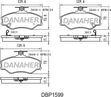 Danaher DBP1599 - Тормозные колодки, дисковые, комплект autodnr.net