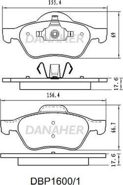 Danaher DBP1600/1 - Гальмівні колодки, дискові гальма autocars.com.ua