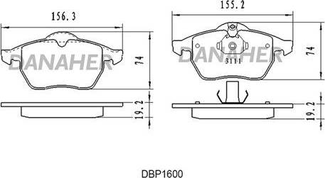 Danaher DBP1600 - Гальмівні колодки, дискові гальма autocars.com.ua