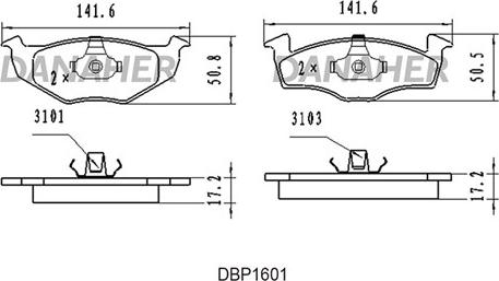 Danaher DBP1601 - Гальмівні колодки, дискові гальма autocars.com.ua