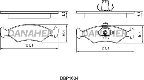 Danaher DBP1604 - Гальмівні колодки, дискові гальма autocars.com.ua