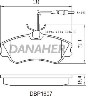 Danaher DBP1607 - Гальмівні колодки, дискові гальма autocars.com.ua