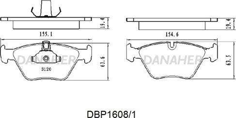 Danaher DBP1608/1 - Гальмівні колодки, дискові гальма autocars.com.ua