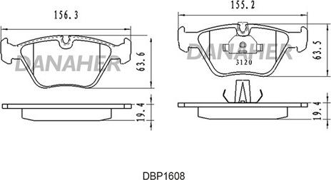 Danaher DBP1608 - Тормозные колодки, дисковые, комплект autodnr.net