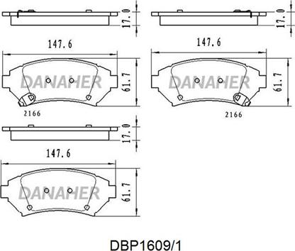 Danaher DBP1609/1 - Гальмівні колодки, дискові гальма autocars.com.ua