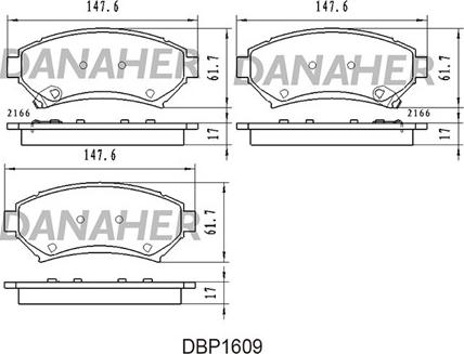 Danaher DBP1609 - Гальмівні колодки, дискові гальма autocars.com.ua