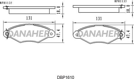 Danaher DBP1610 - Гальмівні колодки, дискові гальма autocars.com.ua