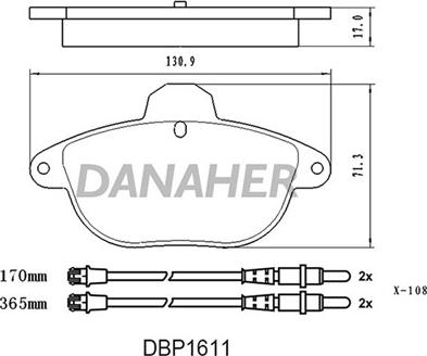 Danaher DBP1611 - Гальмівні колодки, дискові гальма autocars.com.ua