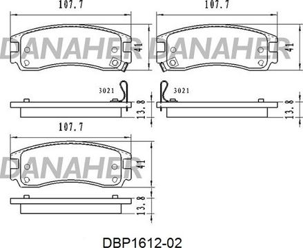 Danaher DBP1612-02 - Гальмівні колодки, дискові гальма autocars.com.ua