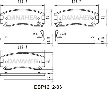 Danaher DBP1612-03 - Тормозные колодки, дисковые, комплект autodnr.net