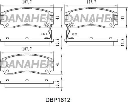 Danaher DBP1612 - Гальмівні колодки, дискові гальма autocars.com.ua