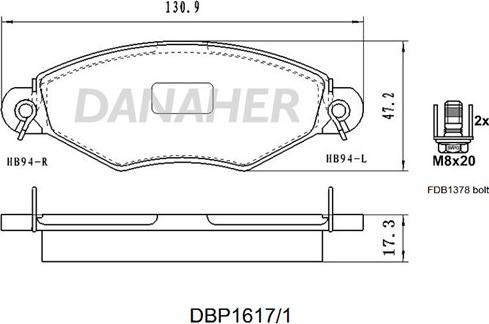Danaher DBP1617/1 - Гальмівні колодки, дискові гальма autocars.com.ua