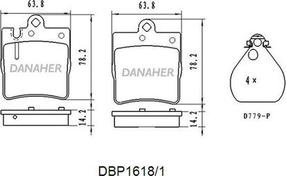 Danaher DBP1618/1 - Гальмівні колодки, дискові гальма autocars.com.ua