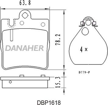 Danaher DBP1618 - Гальмівні колодки, дискові гальма autocars.com.ua