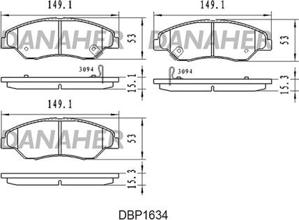 Danaher DBP1634 - Гальмівні колодки, дискові гальма autocars.com.ua