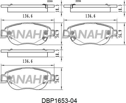 Danaher DBP1653-04 - Гальмівні колодки, дискові гальма autocars.com.ua