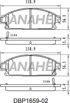 Danaher DBP1659-02 - Гальмівні колодки, дискові гальма autocars.com.ua