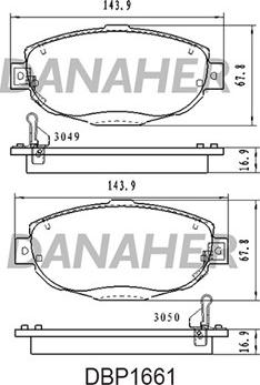 Danaher DBP1661 - Гальмівні колодки, дискові гальма autocars.com.ua