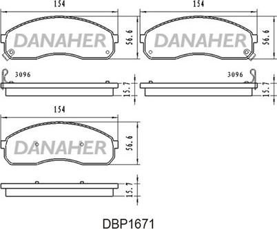 Danaher DBP1671 - Гальмівні колодки, дискові гальма autocars.com.ua