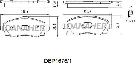 Danaher DBP1676/1 - Тормозные колодки, дисковые, комплект autodnr.net