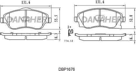 Danaher DBP1676 - Гальмівні колодки, дискові гальма autocars.com.ua