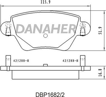 Danaher DBP1682/2 - Гальмівні колодки, дискові гальма autocars.com.ua