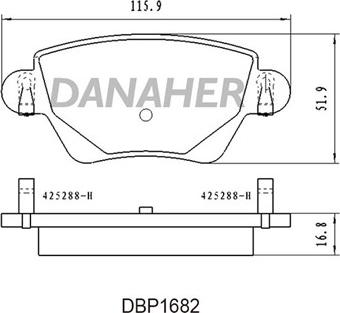 Danaher DBP1682 - Гальмівні колодки, дискові гальма autocars.com.ua