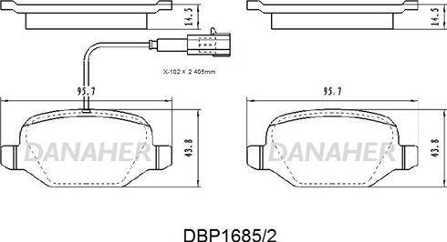 Danaher DBP1685/2 - Гальмівні колодки, дискові гальма autocars.com.ua