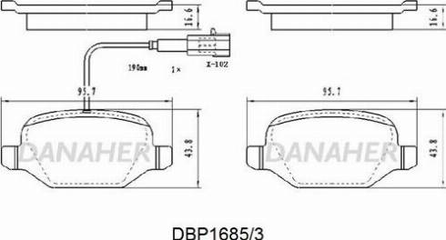 Danaher DBP1685/3 - Гальмівні колодки, дискові гальма autocars.com.ua